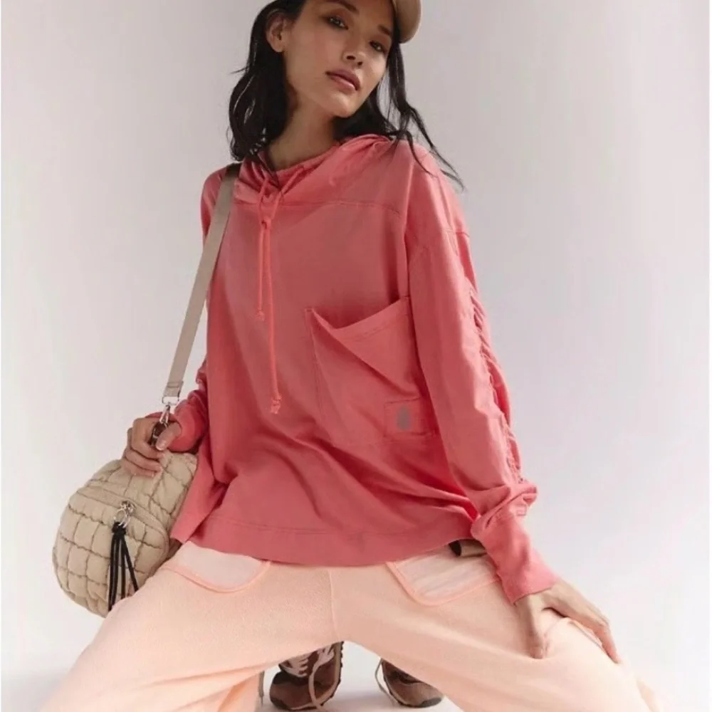 NWT FP Movement by Free People Hot Shot Oversized Hoodie in Hibiscus - Picture 1 of 9